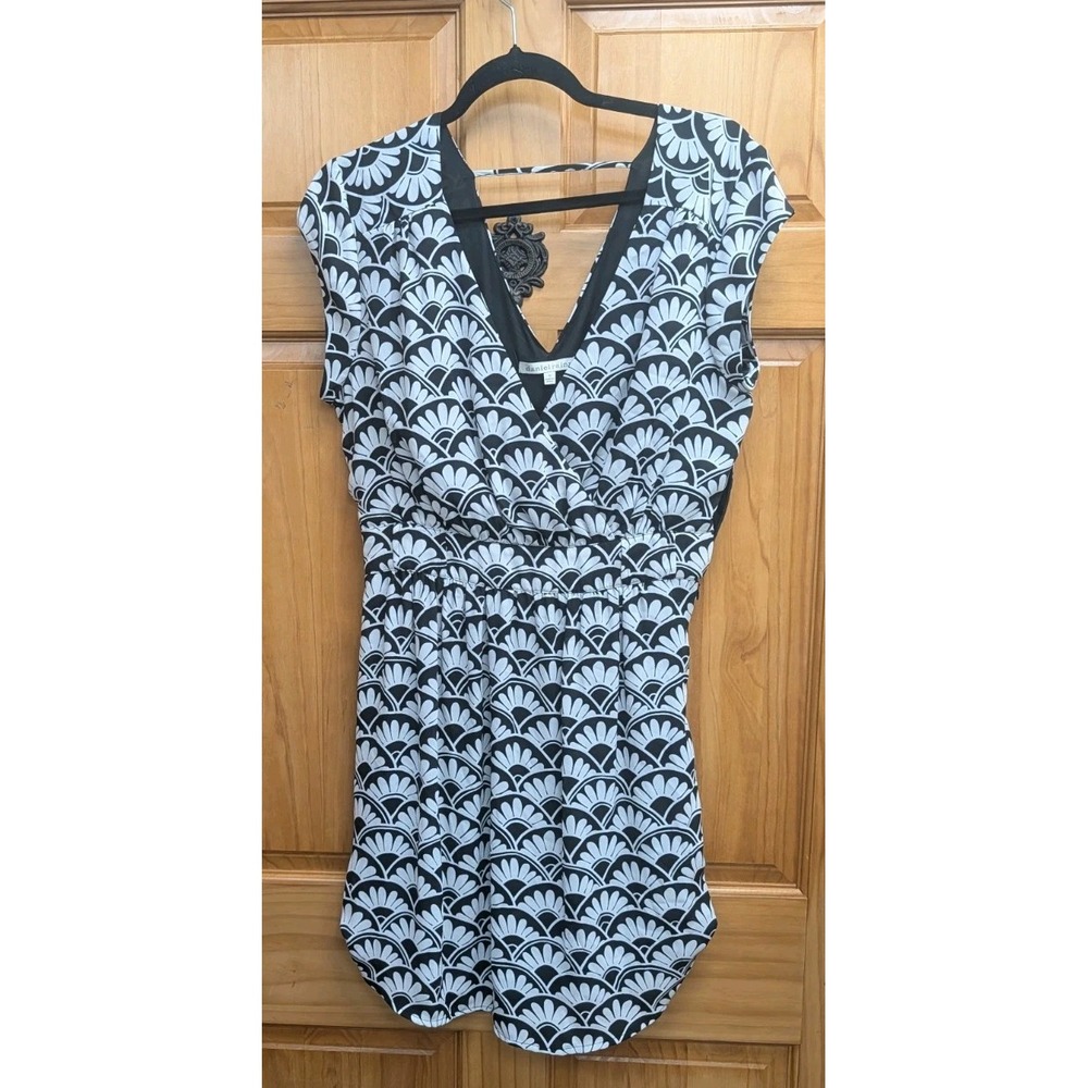 Daniel Rainn Women's Medium Dress Black White Lined Cap Sleeves Workwear